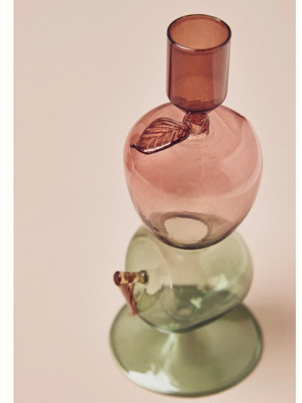 Anthropologie Harvest Fruit Icon Glass Candle Holder New Apples Fall Candlestick